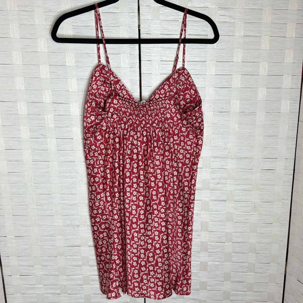 Free People On Our Radar Red Floral-Print Satin Mini Dress/Tunic Size Medium - Picture 7 of 15